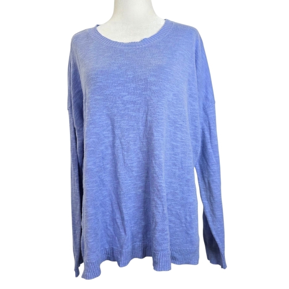 Eileen Fisher fine knit organic linen and cotton long sleeves Top